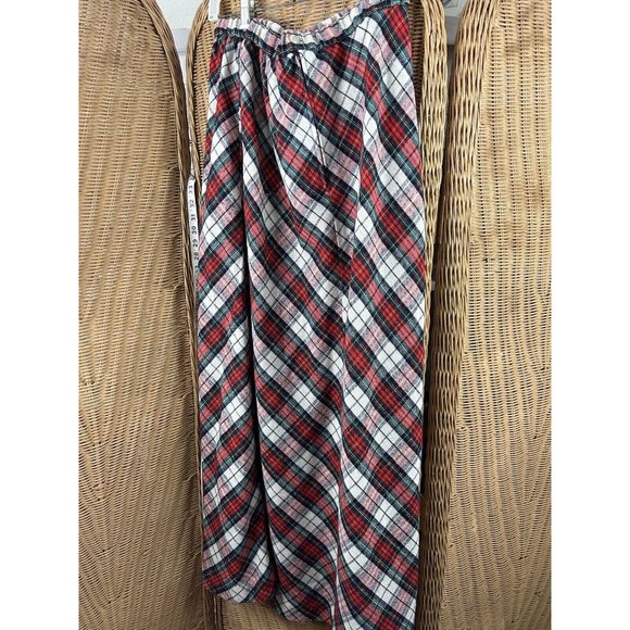 Vintage Skirt Plaid Red Green White Gold Metallic Ample Togs Medium Maxi Holiday - Picture 4 of 8